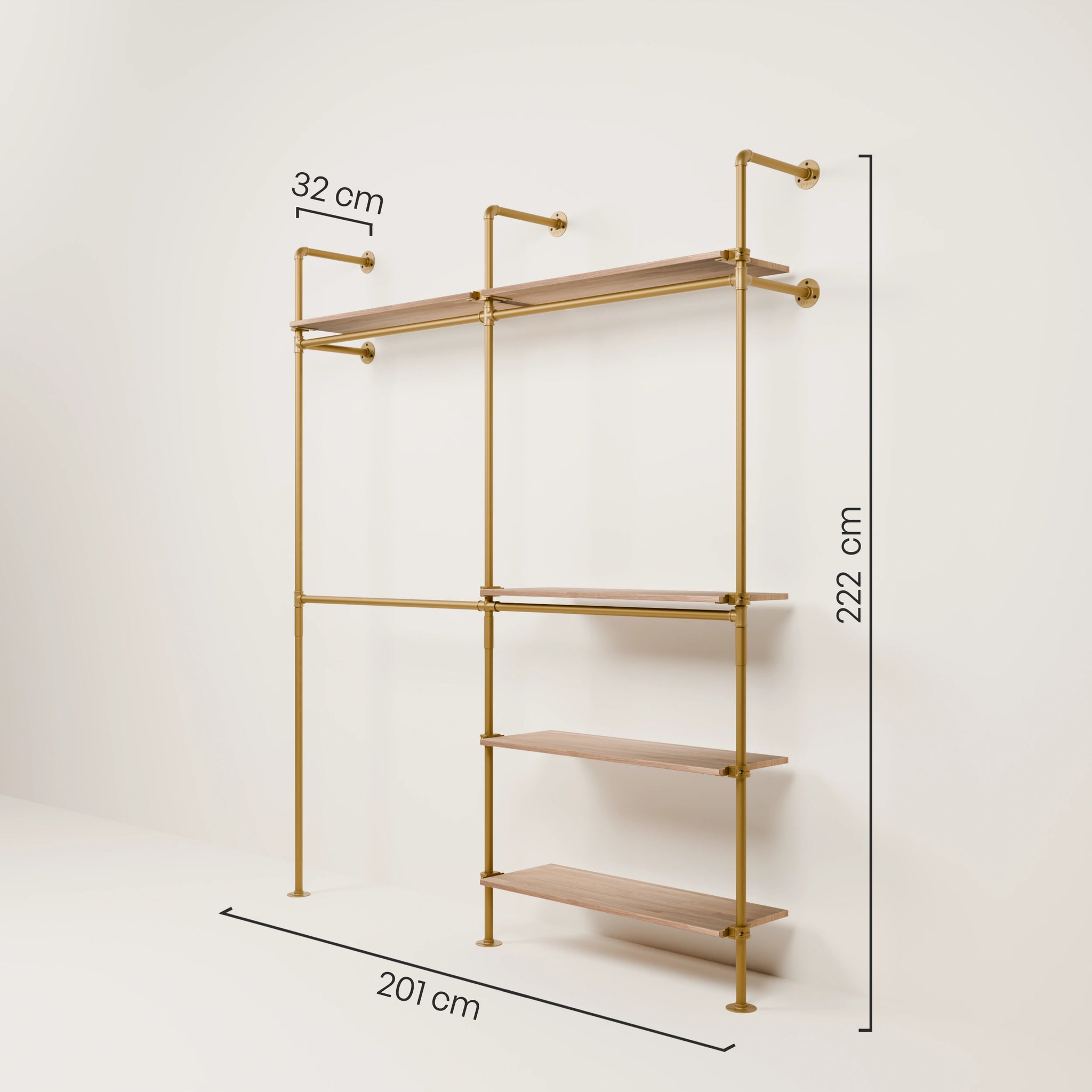 KIM DOUBLE 2 OAK – 5 ράφια | χρυσό