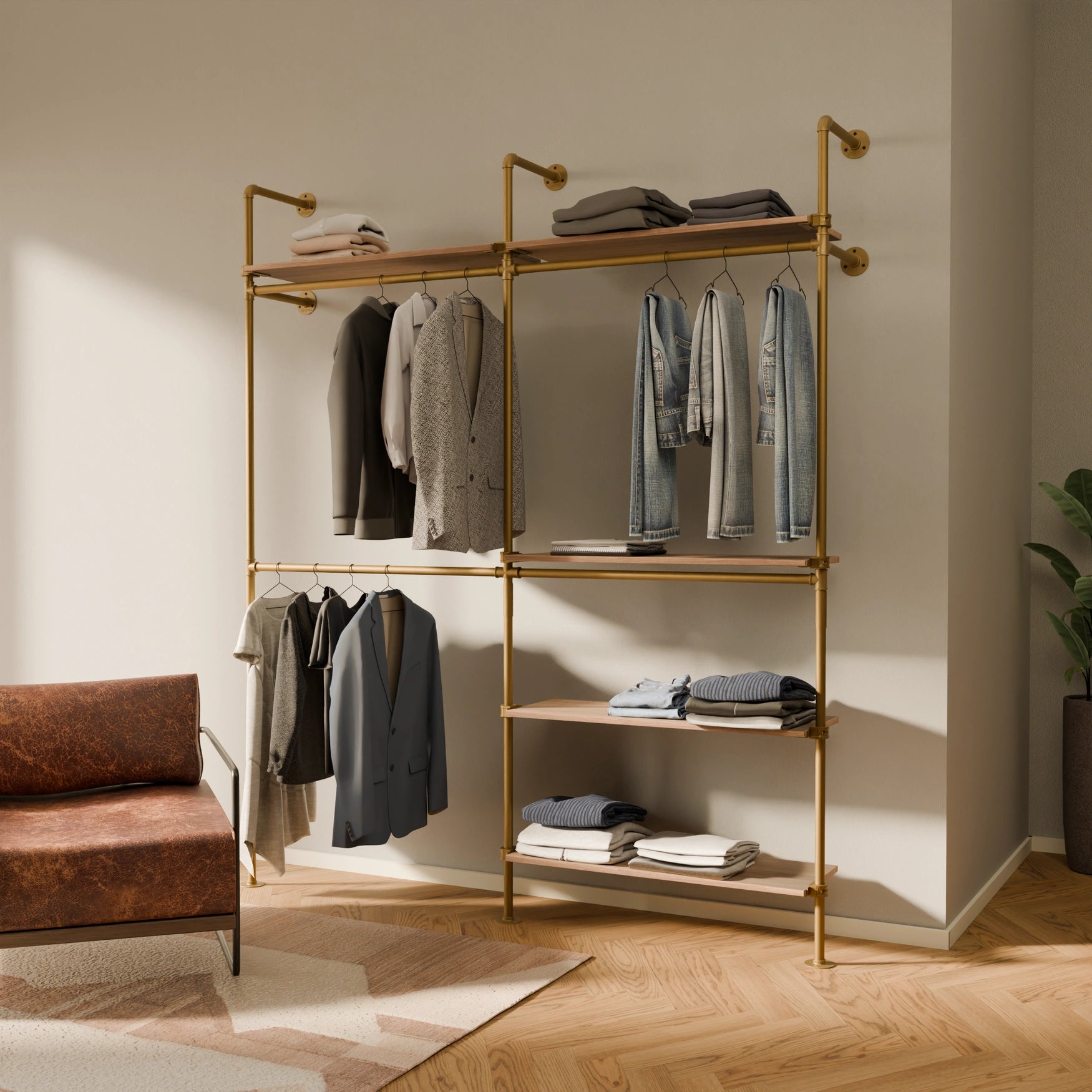 KIM DOUBLE 2 OAK – 5 ράφια | χρυσό