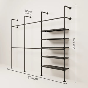 KIM DOUBLE 3 METAL – 5 ράφια | Ντουλάπα Walk-in