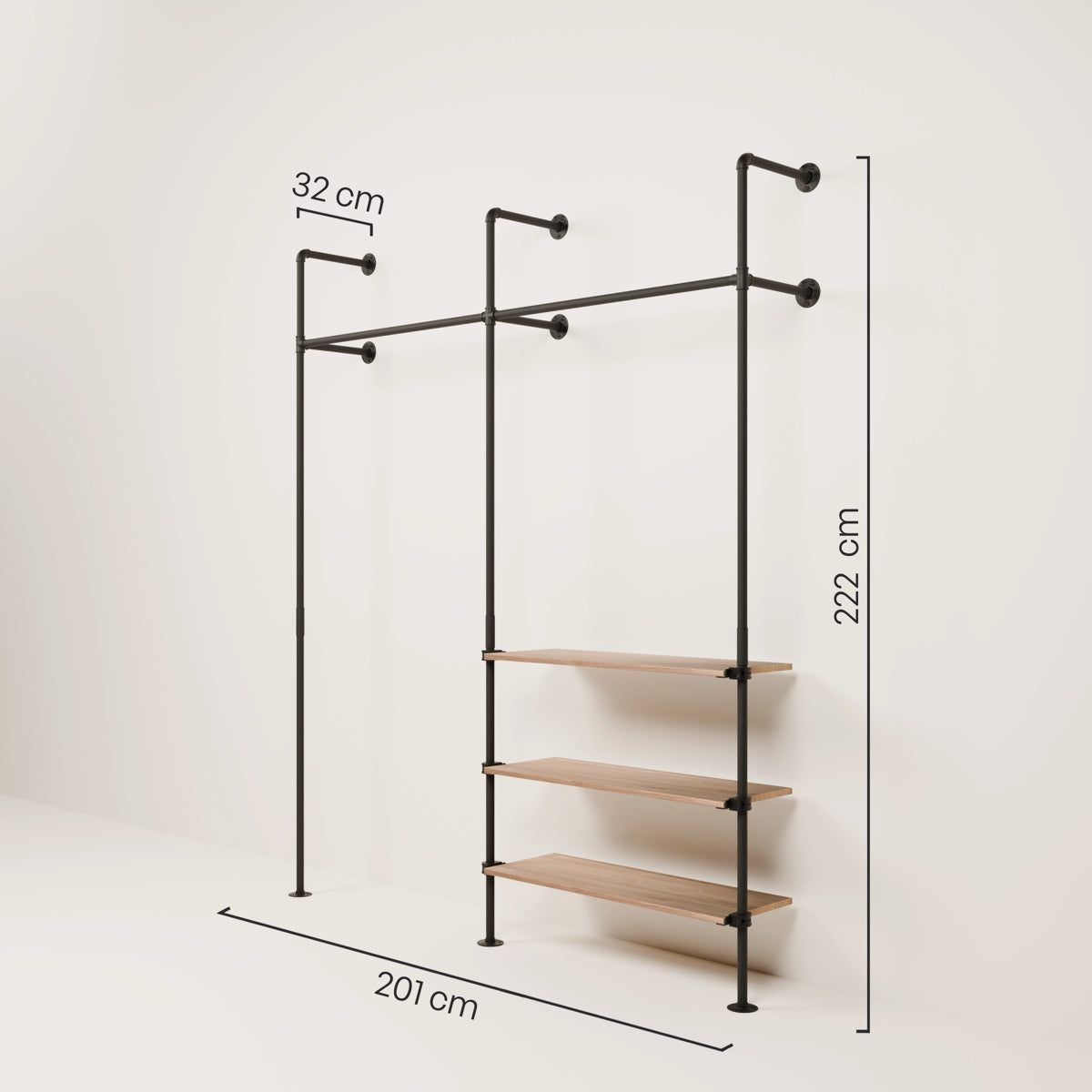Maße Garderobe Metall Holz