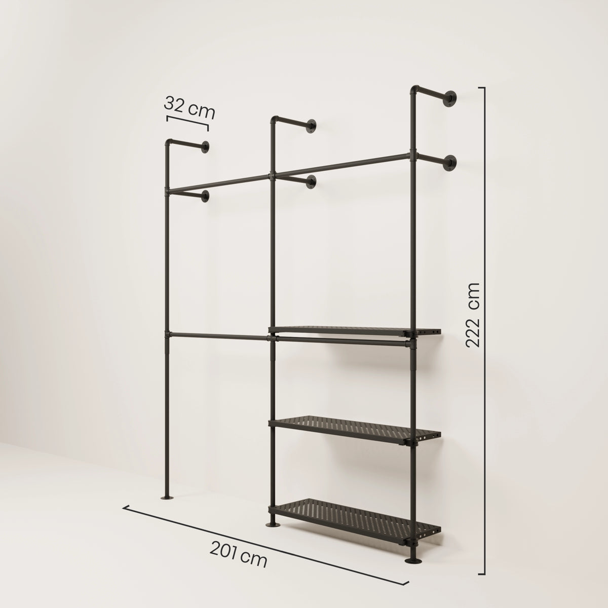 KIM DOUBLE 2 METAL – 3 ράφια | Ράφι για παλτό με ράφι