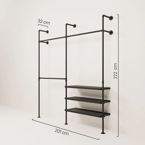 ELLA METAL – Clothes rail with shoe rack