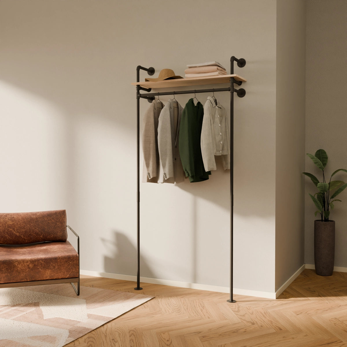 Garderobe Industriedesign mit Holz 